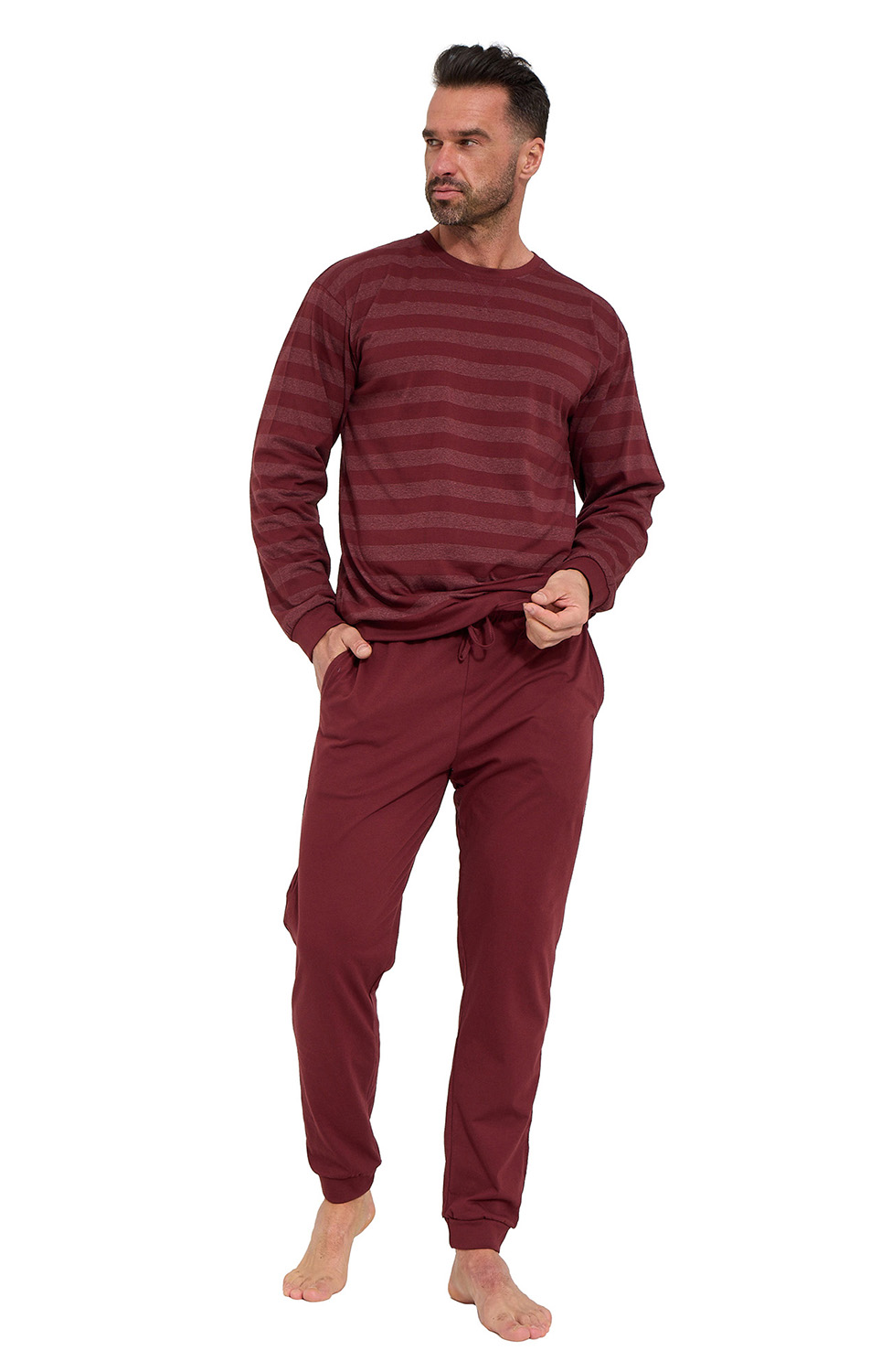 Piżama męska długa Cornette 117/320 Loose 16 bordo